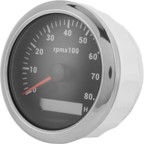 85-mm-Drehzahlmesser 0–8000 U/min, wasserdicht (IP67), 7-farbige Hintergrundbeleuchtung, für Boote/Wohnmobile, 9–32 V, Schwarz