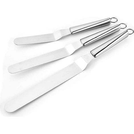 Spatola professionale in acciaio inox per decorare torte, dolci, cupcake e pasticceria - Spatola per crema pasticcera, coltello per glassa, coltello per tavolozza (15,2 cm, 20,3 cm, 25,4 cm, argento) (1/5)