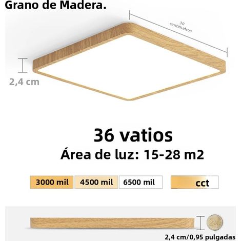 (Couleur bois clair naturel 36 W) Plafonnier LED ultra-fin de 2,4 cm avec motif imitation bois (1/5)