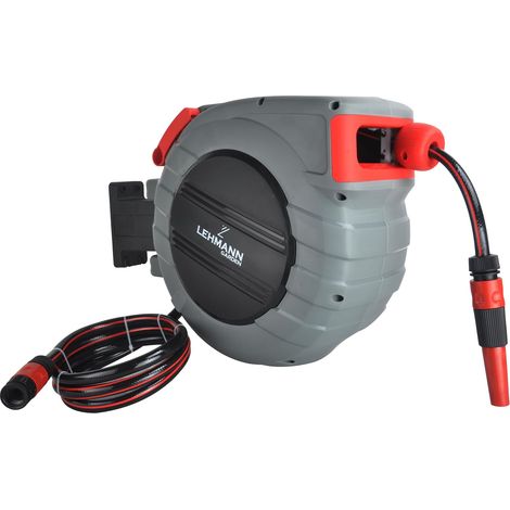 Dévidoir Mural Automatique 20m + 2m, Tuyau Arrosage Avec Enrouleur Pour Montage Mural, Avec Un Tuyau D'arrosage De 20 Mètres, Raccords 1/2'' Et 3/4'' (1/5)