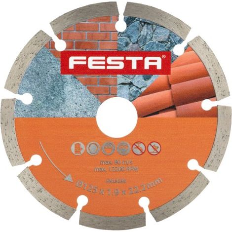 Disque diamant segmenté pour béton, brique, pierre 125x2x22.2mm