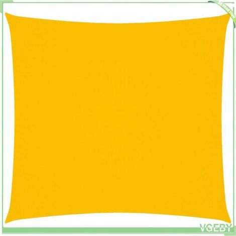 Voile de parasol - FAFEICY - 135579 - Tissu Oxford enduit PU - 4x4 m - Carré jaune, anti-UV (1/5)