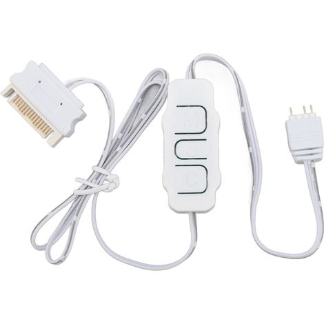 Ortviai Contrôleur ARGB 5 V 3 broches avec alimentation SATA pour ventilateurs PC, radiateurs et bandes LED – Blanc