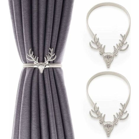 2Pcs Embrasses à Rideaux Attache de Rideaux avec Crochet en Métal Boucle de Rideau Forme de Cerf Pince à Rideau Retenue de Rideau Moderne Accessoire Décoratif Fenêtre pour Chambre Bureau Hôtel