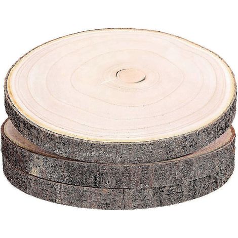 Lot de 3 rondelles de bois de 25 à 30 cm pour centres de table, rondins de bois pour centres de table de mariage, projets de bricolage, peinture, etc. (1/5)