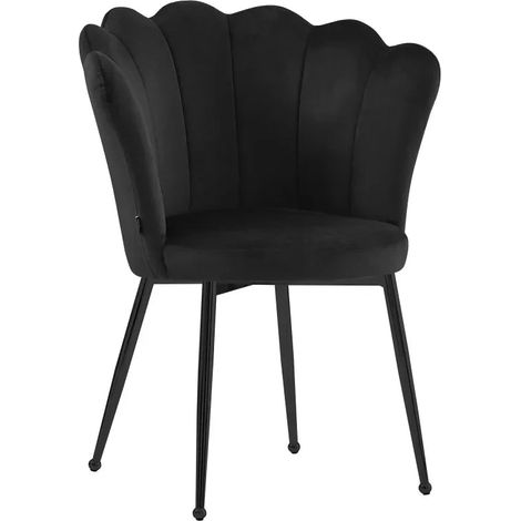Lot de 2 chaises NYMPHEA pieds métal noir assise Velours Noir (1/3)