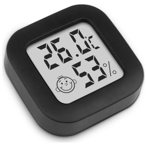 Mini Thermomètre Hygromètre Intérieur Digital à Haute Précision, Thermo Hygromètre Indicateur du Niveau de Confort (4.3cm4.3cm, noir, 1)