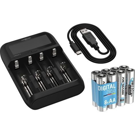 ANSMANN Lithium 4, Ladegerät, inkl. 8xAA NiMH Akkus 2850 mAh, Vorteilspack