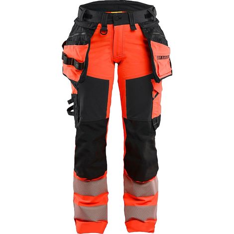 Pantalon de travail stretch 4D haute visibilité femme 7022 - Rouge/Noir L - FR(44) - SE(C42) - Courtes