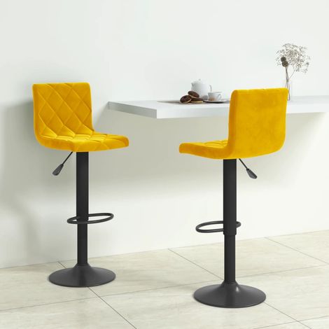 Bar Stools 2 pcs Mustard Yellow Velvet vidaXL (1/5)