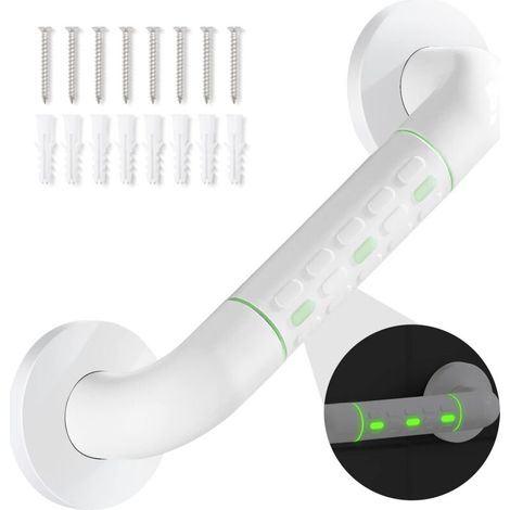 Barre D'appui WC, Barres D'appui de Salle de Bain avec Antidérapante, Poignée de Acier Inox, de Maintien Douche avec Cercles lumineux-avec Bride de Recouvrement,30 CM (1/5)