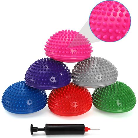 Lot de 6 Boule d'équilibre Balles de Yoga Gonflables en PVC Ballon d'équilibre pour Exercices d'entraînement, Fitness, Point de massage (1/5)