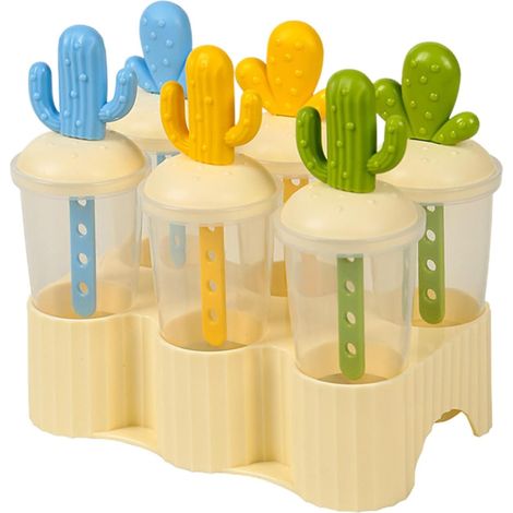 Moules à palettes avec bâtonnets,moules pour palettes glacées Moule pour palettes de congélation Moule à glace en grille Cactus 6 Moule à palette réutilisable (1/5)