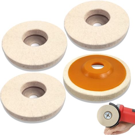 4Pcs Diamètre 97mm Disque de Polissage Meuleuse, Bore Dia 16mm, Laine Roue de Polissage pour Verre, Céramique, Métal, Marbre (1/5)
