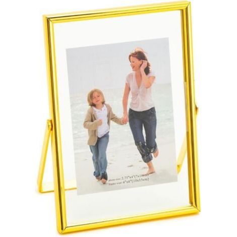 Cadre photo vertical flottant, cadre photo de table, badge porte-jarretelles, décoration de menu/mariage, fête, cérémonie, doré (1/5)