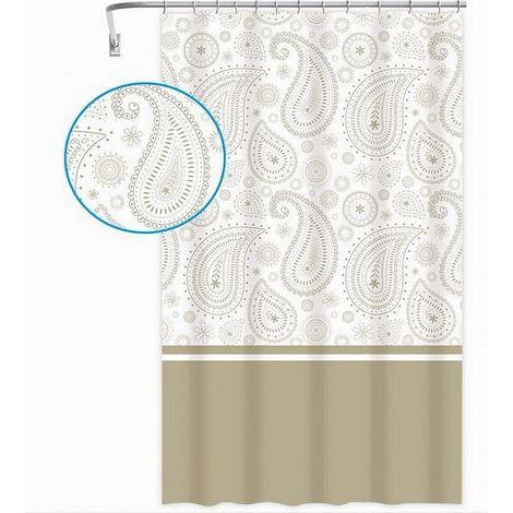 Trade Shop - TENDING STEEL VASCA BAGNO 12 ANELLI 240X200 CM MOTIVO PAISLEY ETNICO BEIGE 87584 - (1/2)