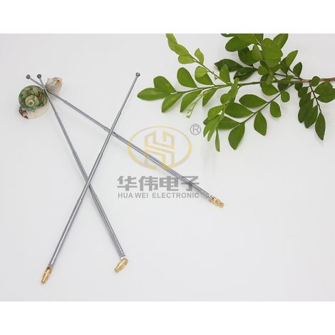 4466-4-section gold MCX head telescopic antenna, 87mm retractable, 227mm extendable, rotating radio antenna. (1/2)