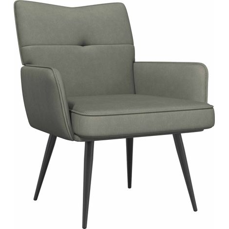Fauteuil Gris clair Tissu en velours côtelé vidaXL (1/5)