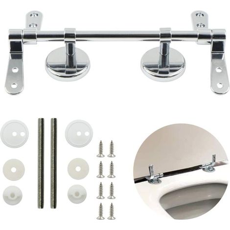 Bisagra de acero inoxidable para asiento de inodoro - Kit de bisagras de acero inoxidable de repuesto para asientos de inodoro con fijaciones largas. Se adapta a la mayoría de los estilos. (1/5)