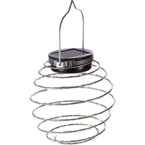 2er-Set Solar-Spiral-Hängelampen - GALIX - G2619 - Höhe 18,2 cm - Durchmesser 12 cm - 16 Mikro-LED - Mehrfarbig - 3 Lumen