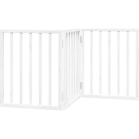 Barrière de sécurité pour chien animaux de compagnie pliable 3 panneaux 150 cm bois de peuplier blanc (1/5)
