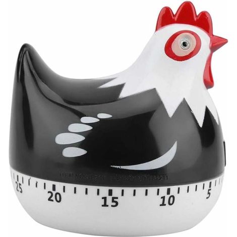 Minuteur en forme de poule de dessin animé, minuteur de cuisine, peut être utilisé pour chronométrer les études, noir.