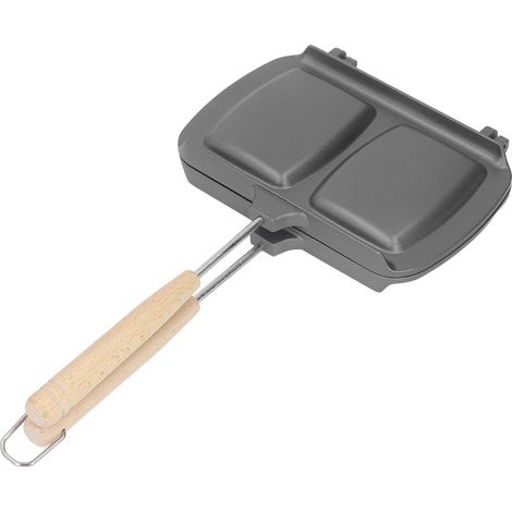 Poêle à double face à conduction rapide et homogène de la chaleur, poêle à sandwich amovible avec crochet pour steak et œuf. (1/5)