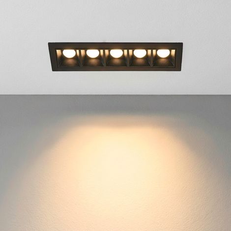 Spot encastré linéaire à LED 7W - UGR18 - CRI90 - Pilote LIFUD - Blanc Chaud - Noir