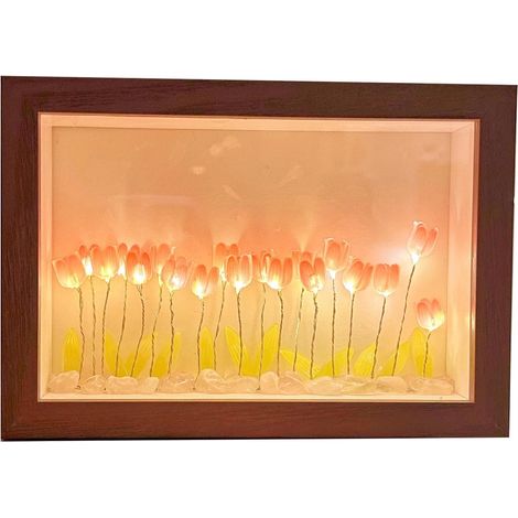 Cadre Photo en forme de tulipe, lampe de nuit, cadre Photo Floral, décoration de la maison, pour la famille et les amis (1/5)