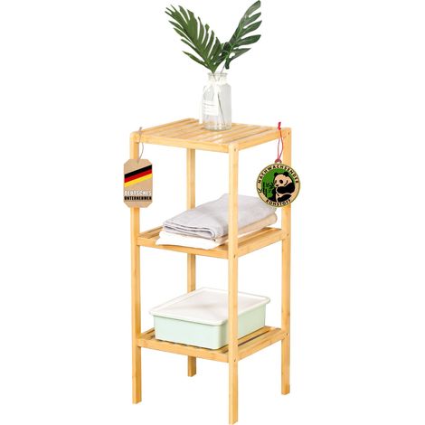 Étagère sur pied en bambou Idéale pour disposer vos accessoires de manière créative 3 niveaux (Iowa) (1/3)