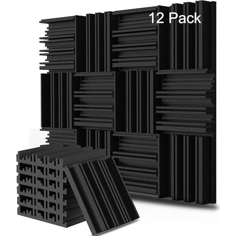Lot de 12 panneaux de mousse acoustique, 30 x 30 x 5 cm, panneaux insonorisants, ignifuges et absorbant le bruit (sans adhésif) (1/5)