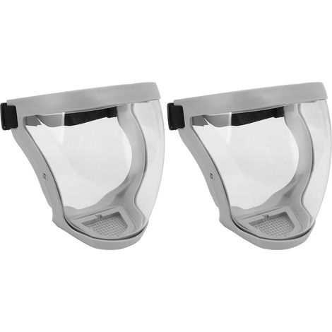 2 wiederverwendbare, staubdichte Gesichtsmasken mit elastischem Sicherheitsband und Filtern, transparent, für Erwachsene, hellgrau. (1/5)