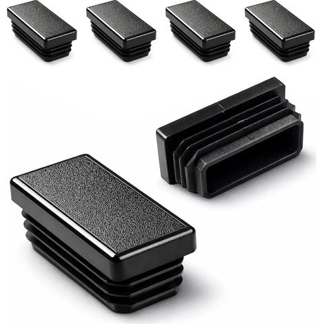 Lot De 4 Bouchons Pied de Chaise 50x25mm - Bouchons à Lamelles Plastique Noir À Insérer dans Tube Carré/Rectangulaire - Finition Propre, Anti-Rayure et Anti-Bruit - Mobilier Maison & Pro (1/5)