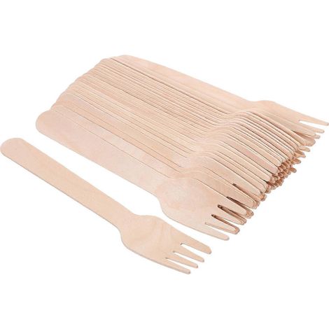 Fourchettes de table pour les fêtes, fourchettes à salade en bois, paquet de 200 pièces, couverts pratiques (1/5)