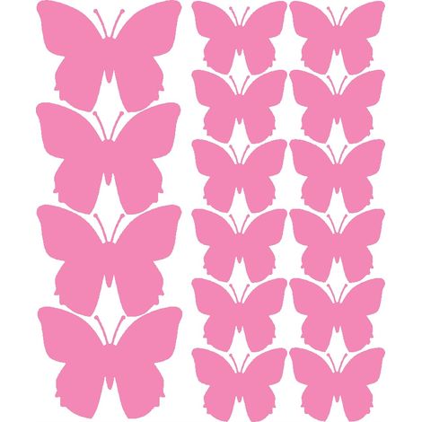 Stickers muraux papillons, 32 pièces, rose brillant (1/2)