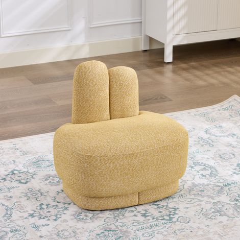 Pouf a forma di coniglio, seduta imbottita in tessuto, giallo (1/5)