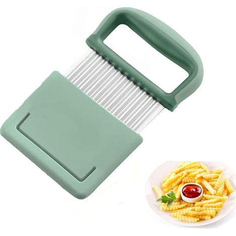 Couteau Vague Frites, Couteau Vague Acier Inoxydable, Couteau Dentelé avec Housse de Protection, Couteau Vague Légumes, Couteau Pommes de Terre Salade Fruits, Couteau Vague Bébé, Couteau Ondulé (1/5)
