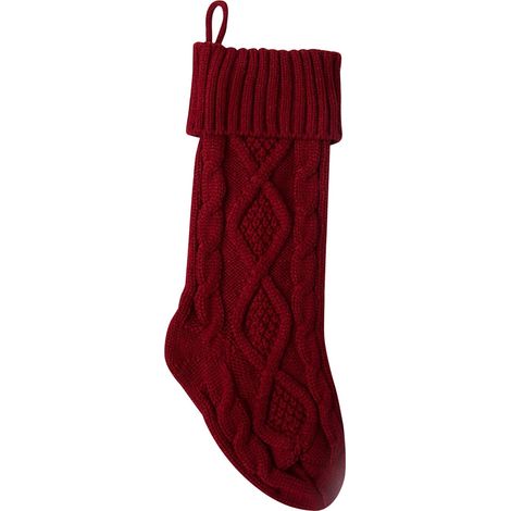 Chaussette De Noël - Tricotée En Laine Mixte - 45 X 14 Cm - Pour Cheminée Ou Décoration Intérieure - Lot De 1 (1/4)