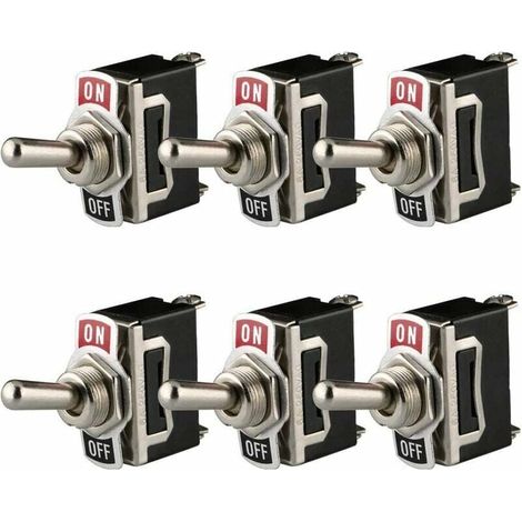 Interrupteur À Basculer - 15 A 250 V CA - Étanche Avec Couvercle En Caoutchouc - Montage Trou 12 mm - SPST 2 Broches - Lot De 6 (1/5)