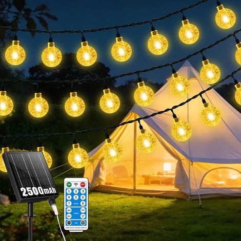 2500mAh Guirlande Solaire Exterieur, 12M 60LED Guirlande Lumineuse Solaire étanche à l'eau avec 8 modes, commande de temps et fonction de mémoire, Lumière Solaire Extérieur pour jardin, terrasse (1/5)