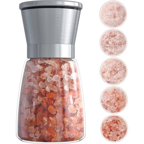 Moulin à sel ou à poivre original en acier inoxydable - Moulin à épices haut de gamme, lame en céramique, acier inoxydable brossé, mouture réglable pour les grains de poivre (emballage individuel)