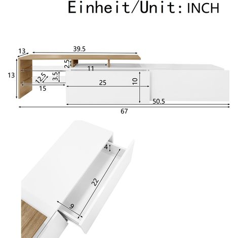 Meuble TV moderne blanc laqué effet bois, étagères en verre, éclairage LED, rangement pratique, design élégant et épuré pour salon. (1/5)