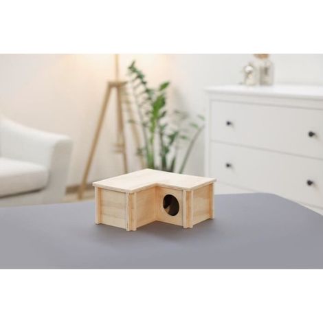 Kerbl Maison pour petit rongeur naturel en bois 3 chambres (1/3)