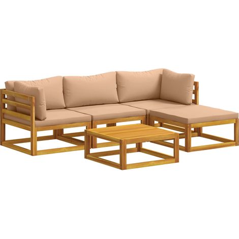 Sofa Set 5 pcs Natural Solid Acacia Wood vidaXL (1/5)