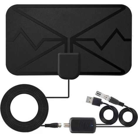 EASYCOMFORT Antenne TV Intérieure Numérique 4K de 3600 Miles avec Amplificateur de Signal - Compatible avec DVB-T HD - Couleur Noir (1/5)