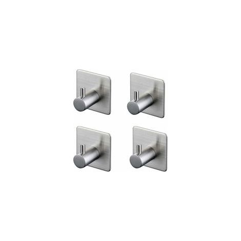 4-teiliges 3M-Klebehaken-Set, Wandhaken fürs Badezimmer, Edelstahl, Silber - Crezuo