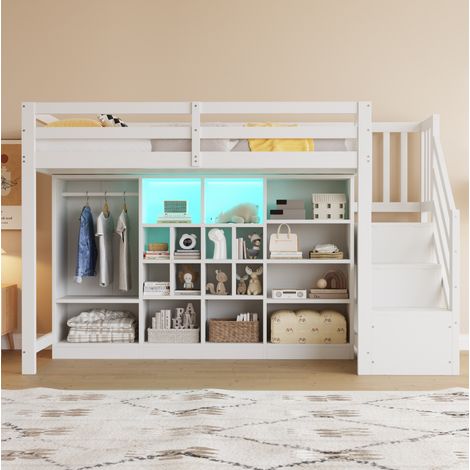 letto struttura 90x200 salvaspazio con LED bianco OKMYHOME (1/5)