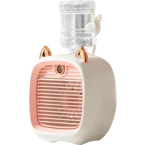 Mini climatiseur de bureau design chat USB rechargeable humidificateur ventilateur portable maison bureau chambre silencieux été rose (1/5)