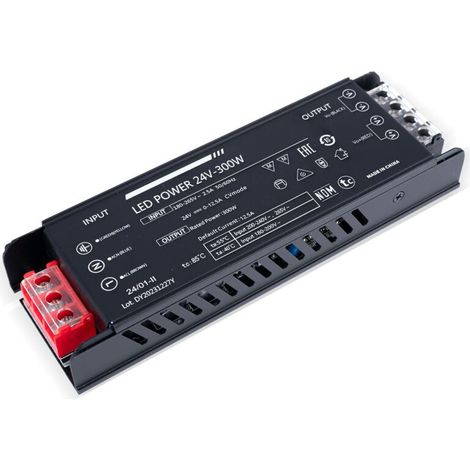 Alimentation LED 24V 300W extra-plate - 12.5A - Haute efficacité (1/5)
