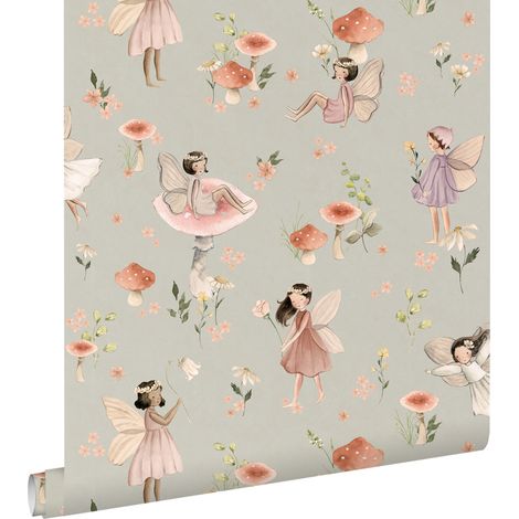 papier peint des fées rose et bleu vert - ESTAhome (1/5)